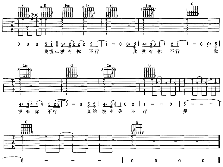 没你不行吉他谱第(2)页