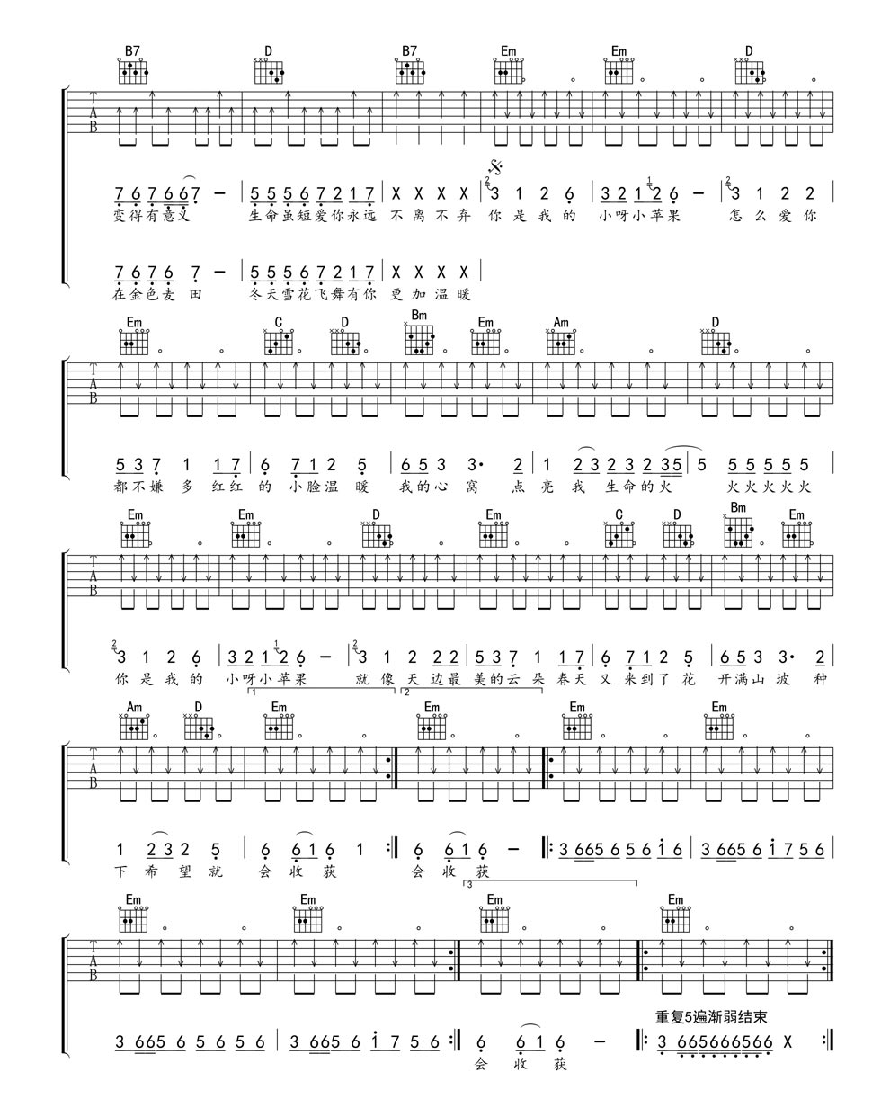 小苹果B调吉他谱第(2)页