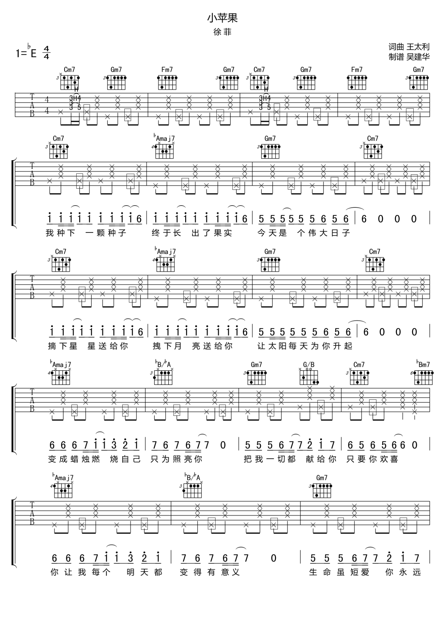 小苹果E调吉他谱第(1)页