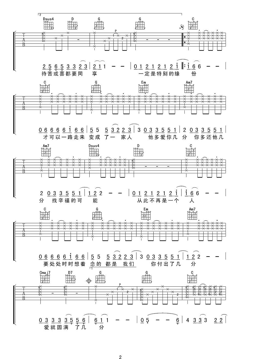 给你们G调吉他谱第(2)页