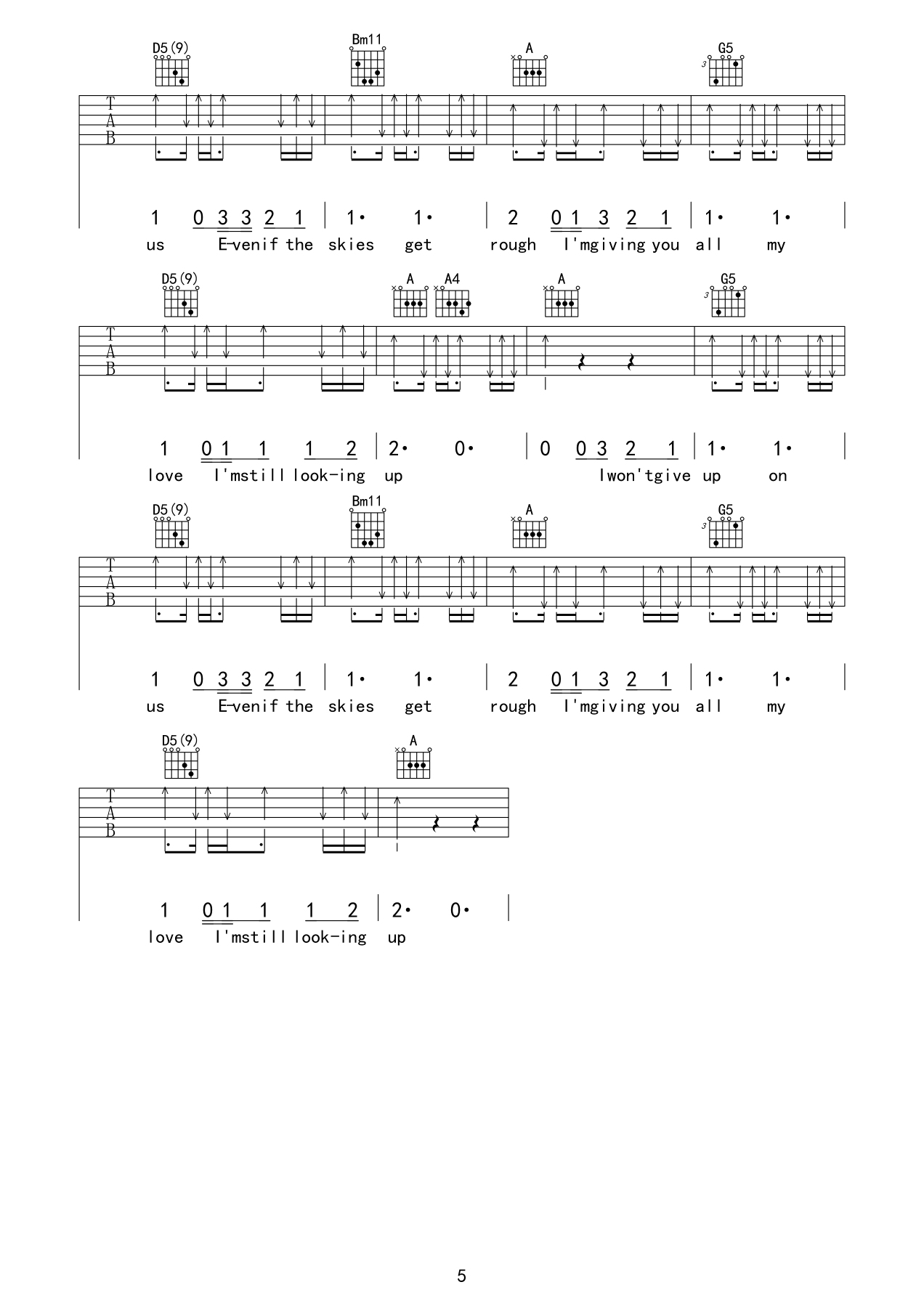 iwontgiveup吉他谱第(5)页