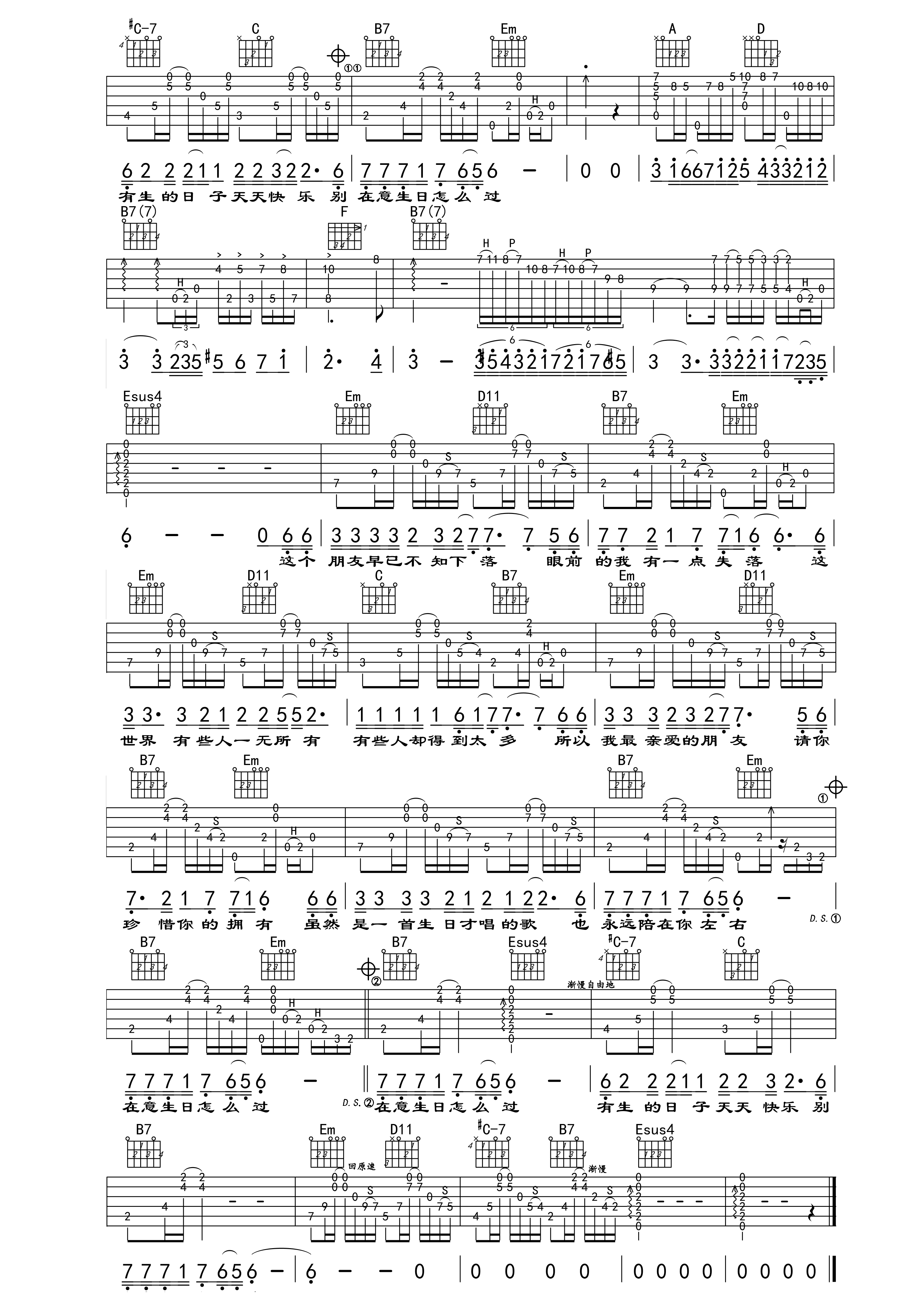 你的生日吉他谱第(2)页