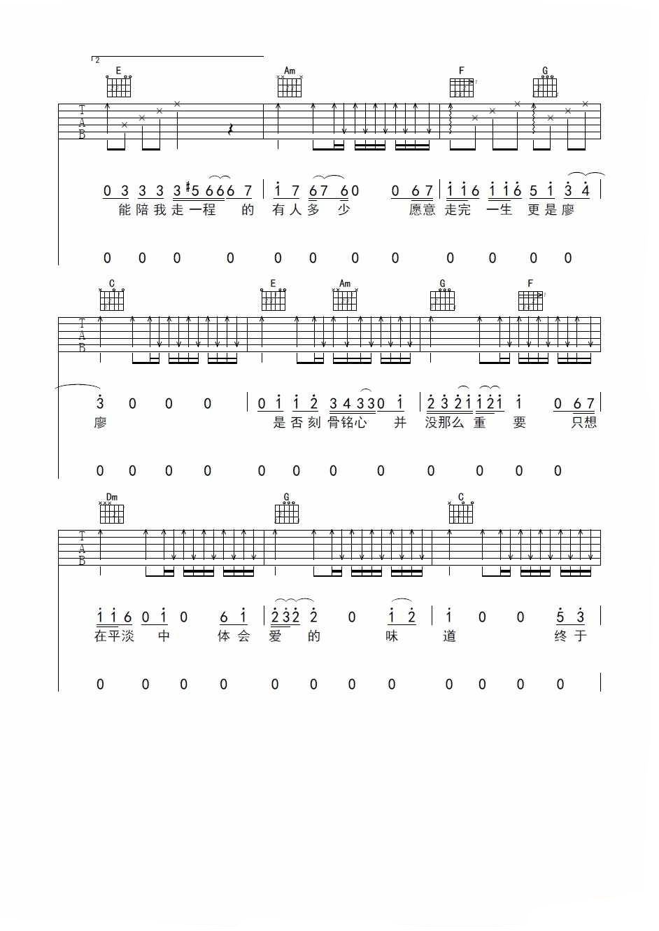 终于等到你吉他谱第(2)页