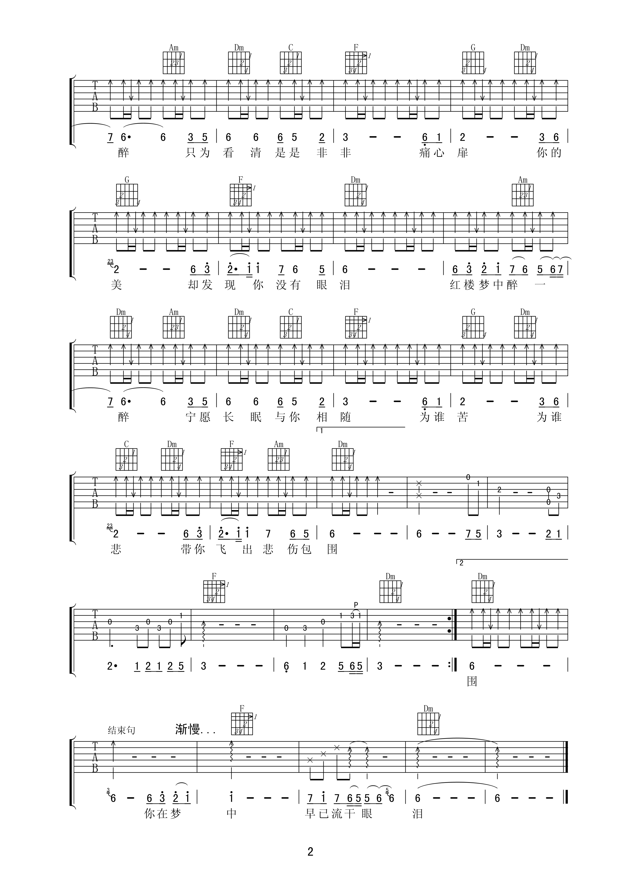 林黛玉没有眼泪吉他谱第(2)页