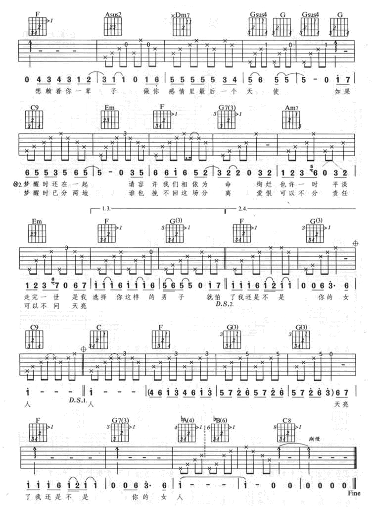 梦醒了吉他谱第(2)页