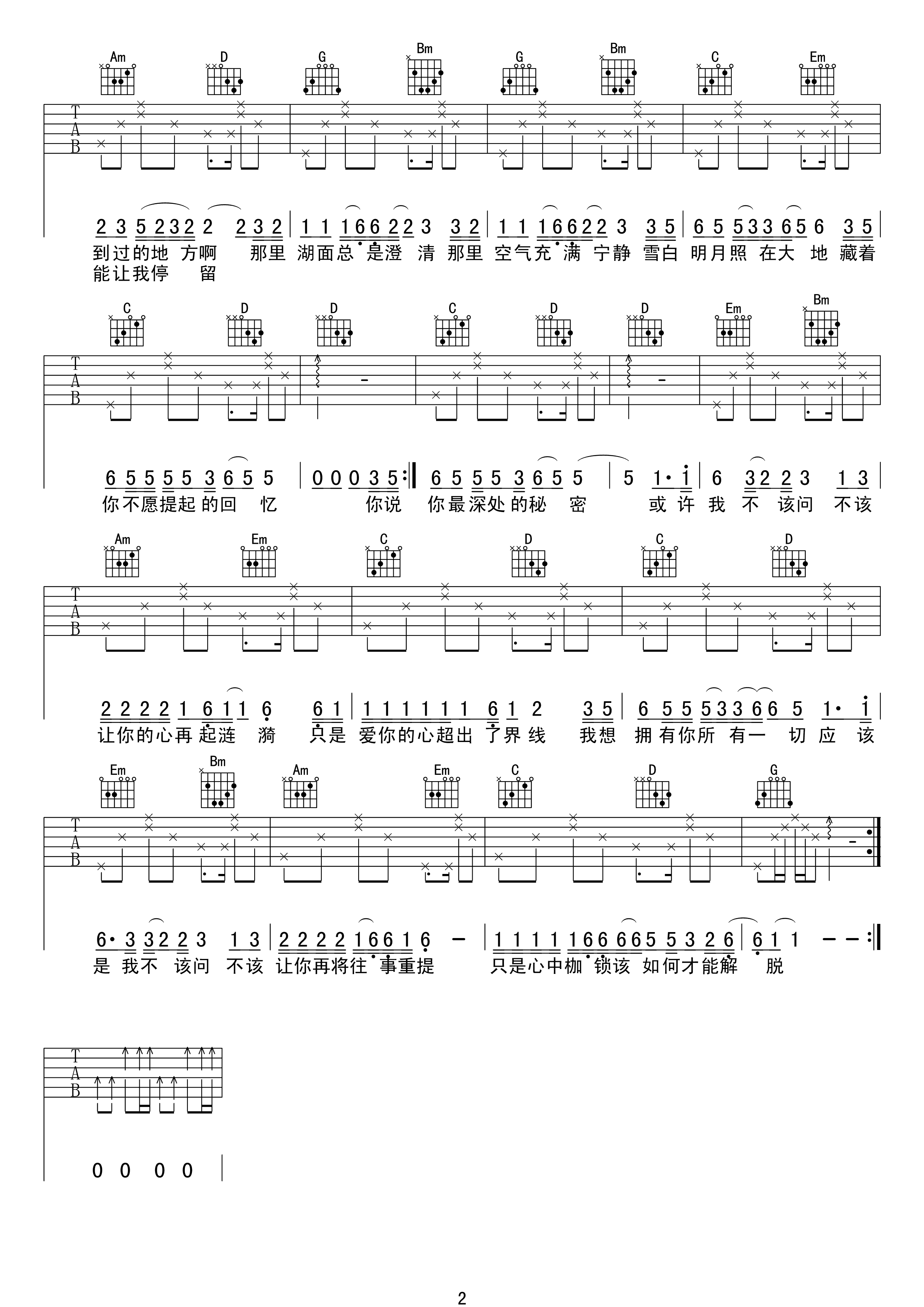 挪威森林G调吉他谱第(2)页