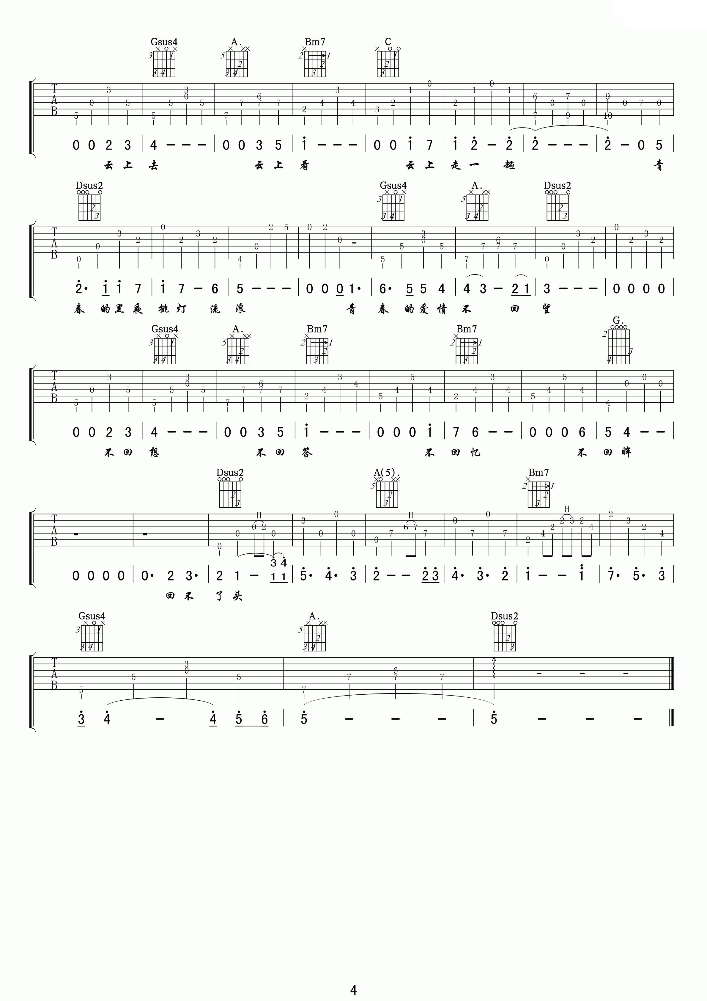岁月轻狂吉他谱第(4)页