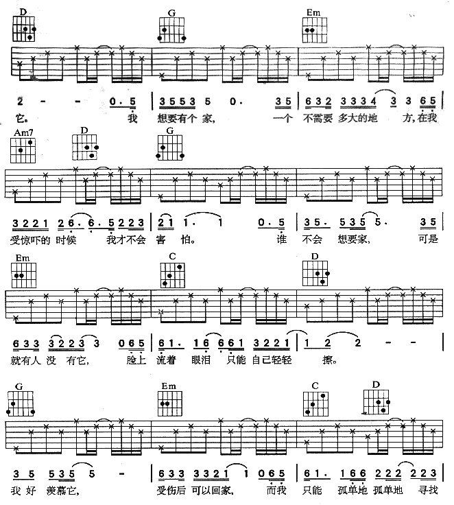 我想有个家吉他谱第(2)页