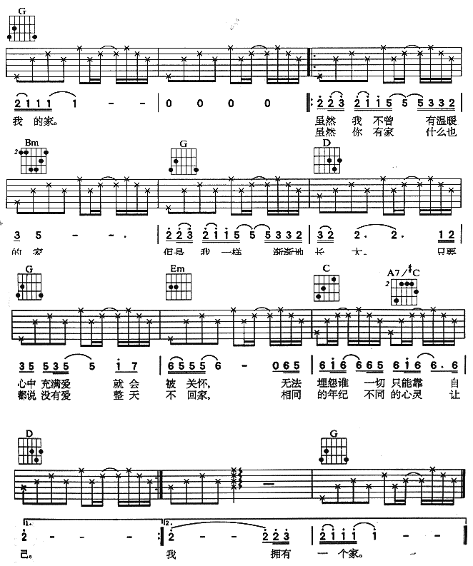我想有个家吉他谱第(3)页