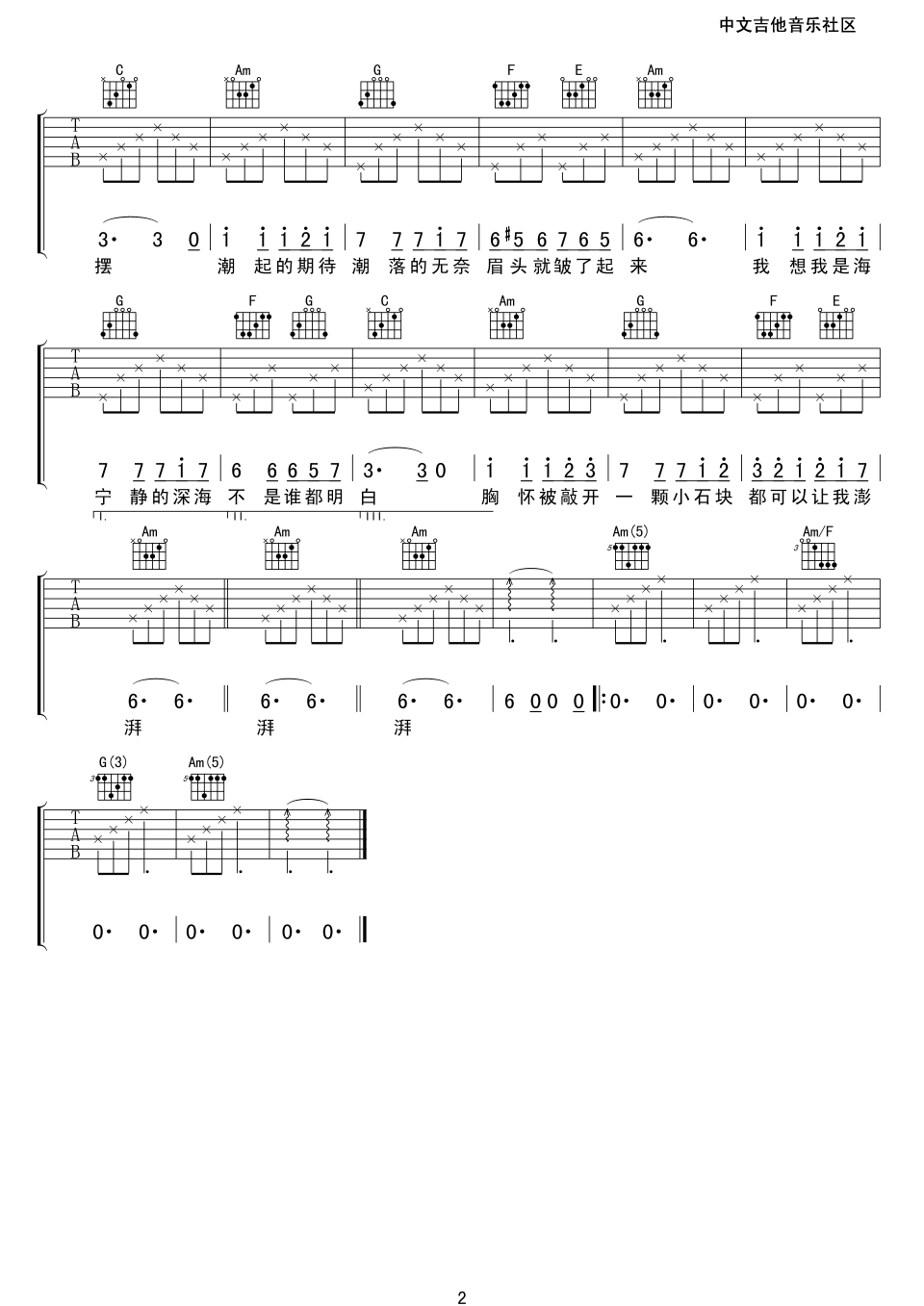 我想我是海吉他谱第(2)页