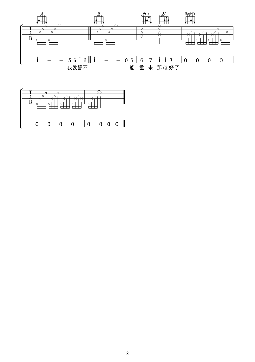 会呼吸的痛高清版吉他谱第(3)页