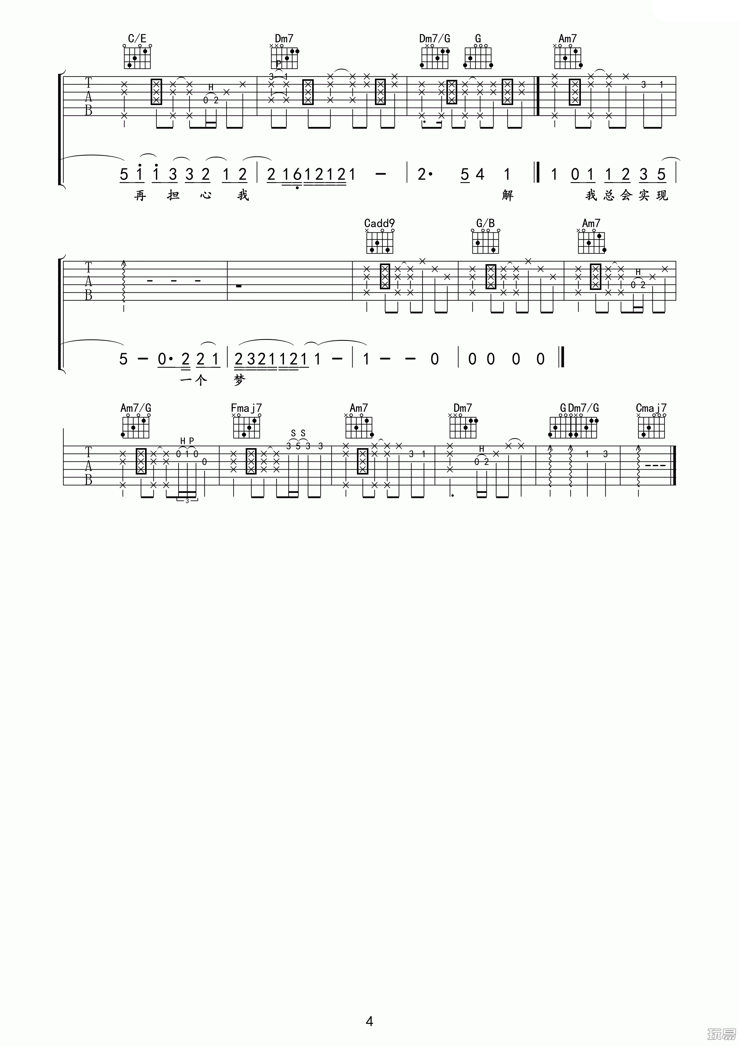 解脱吉他谱第(4)页