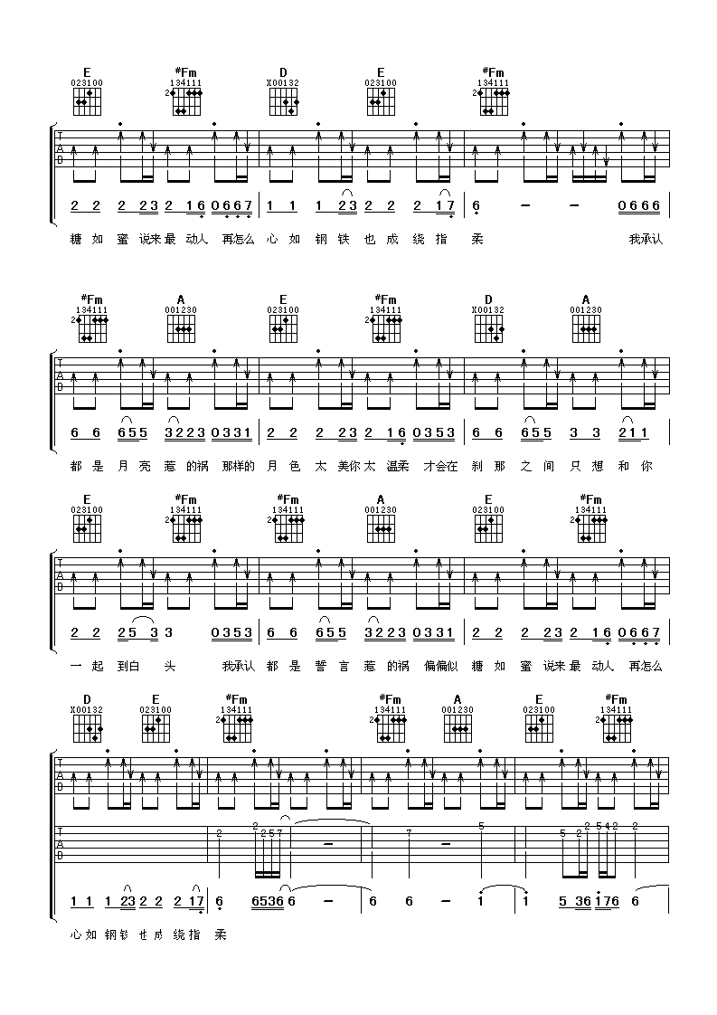 月亮惹的祸吉他谱第(4)页