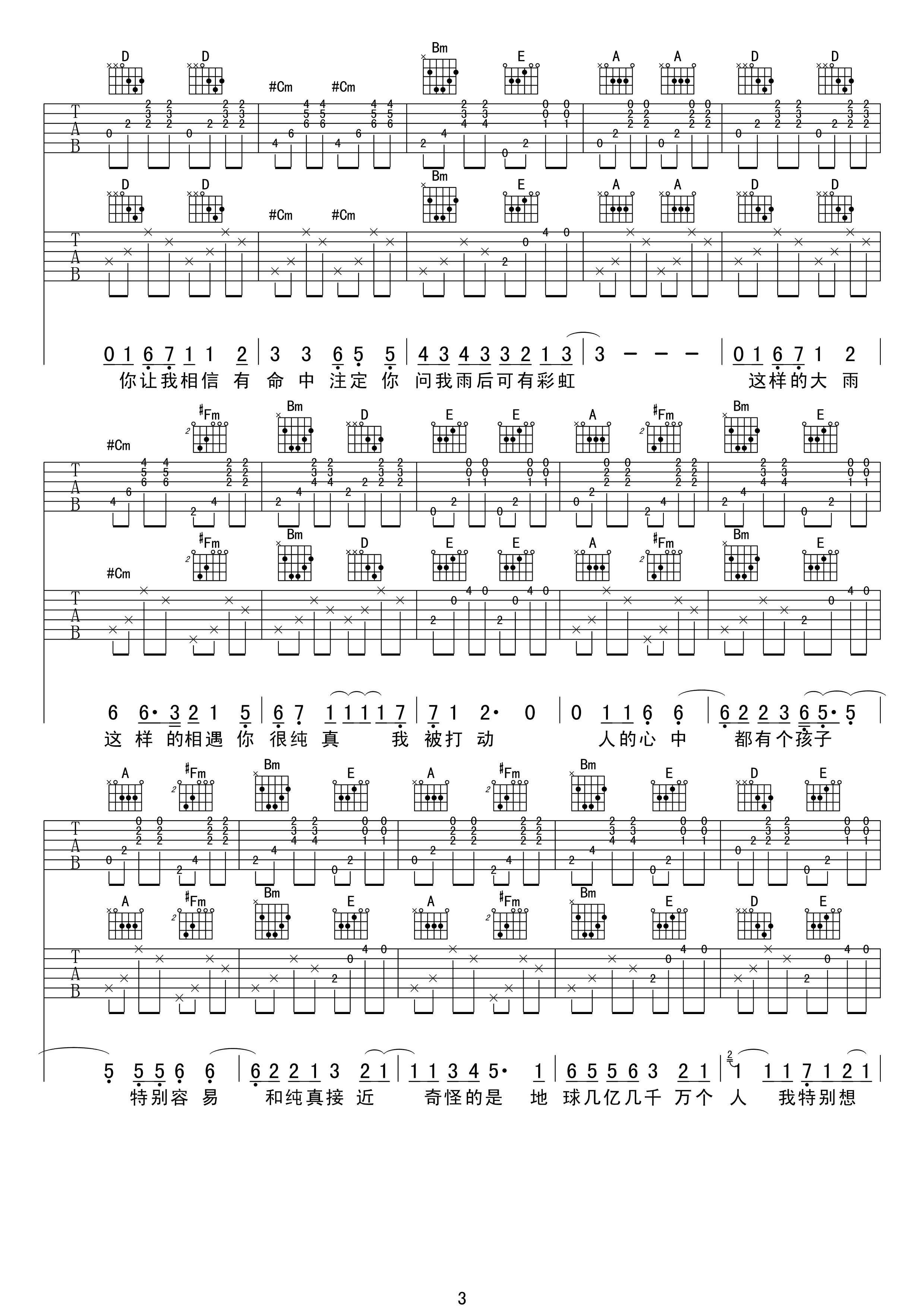 命中注定吉他谱第(3)页