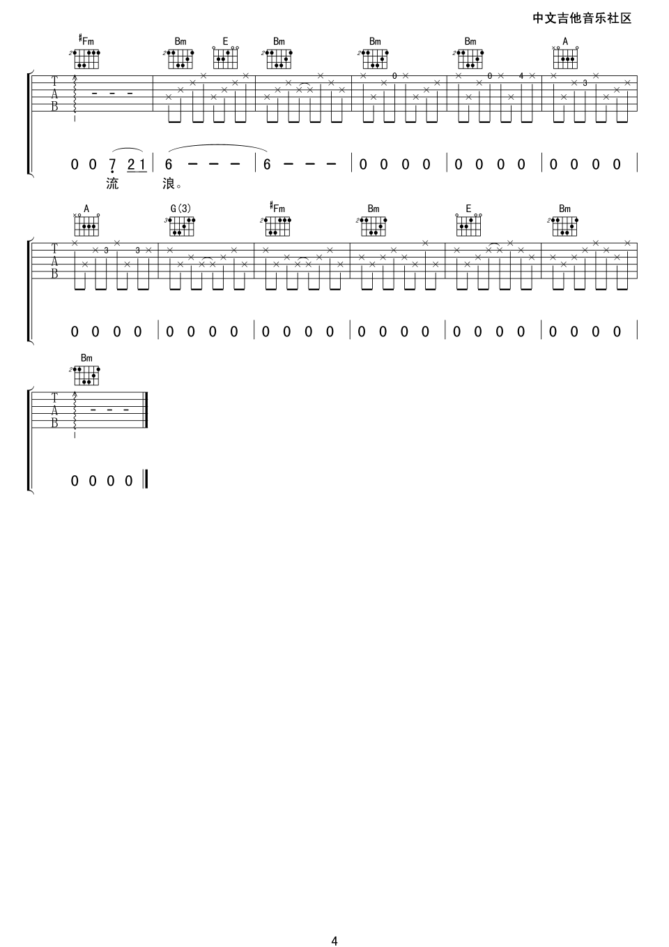 橄榄树吉他谱第(4)页