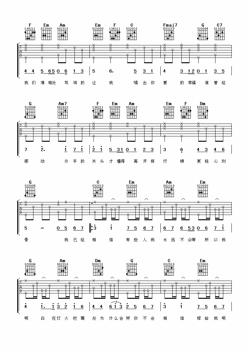 K歌之王吉他谱第(2)页