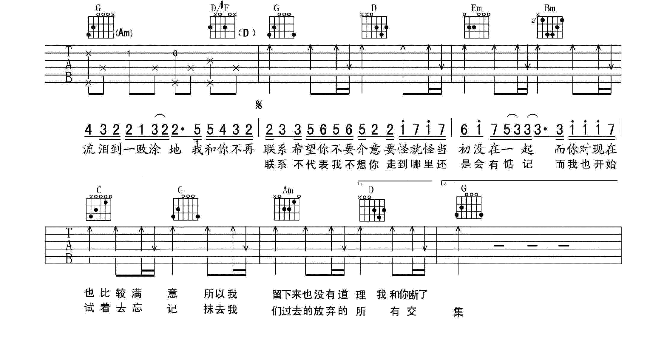 不再联系吉他谱第(2)页