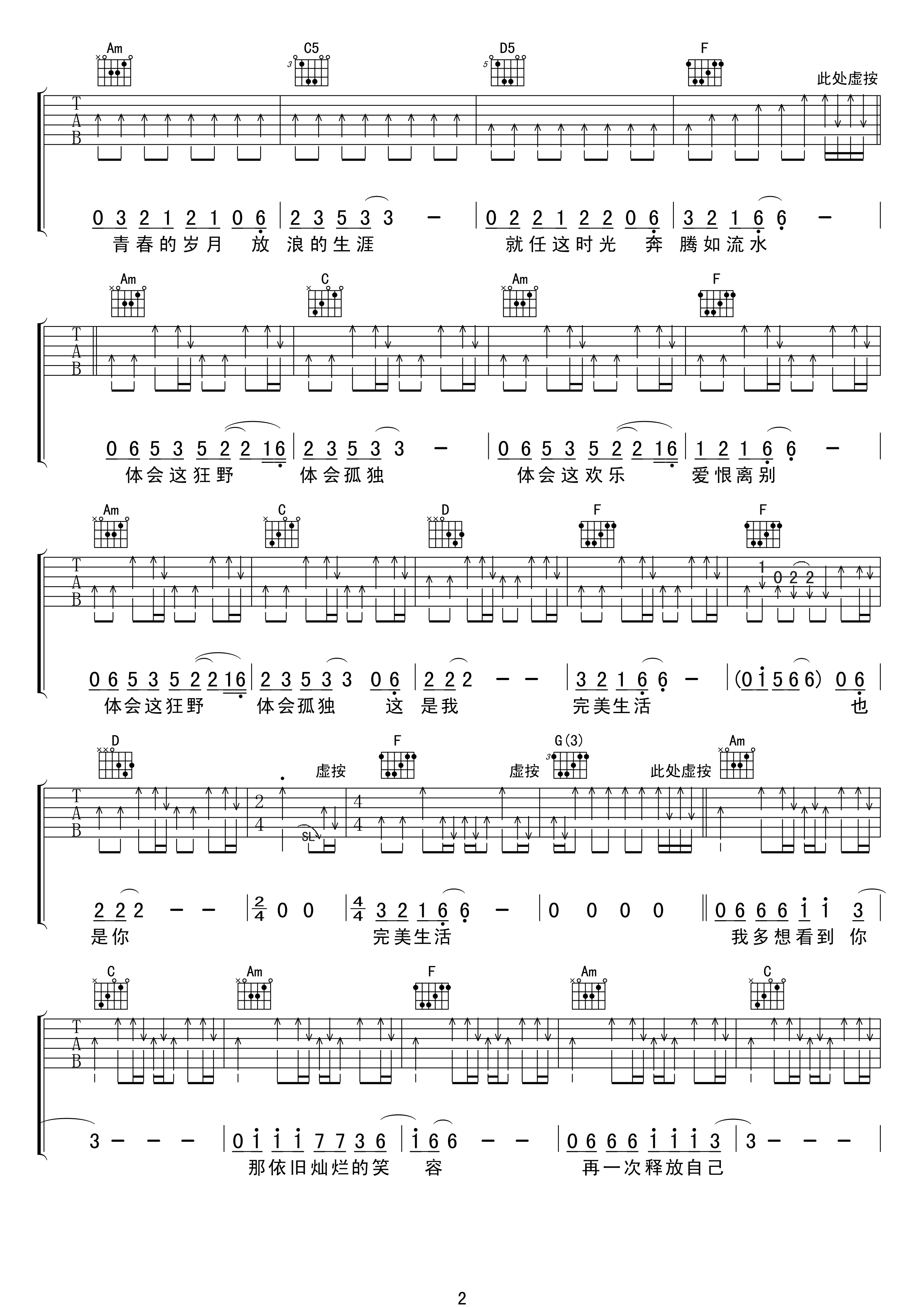 完美生活吉他谱第(2)页