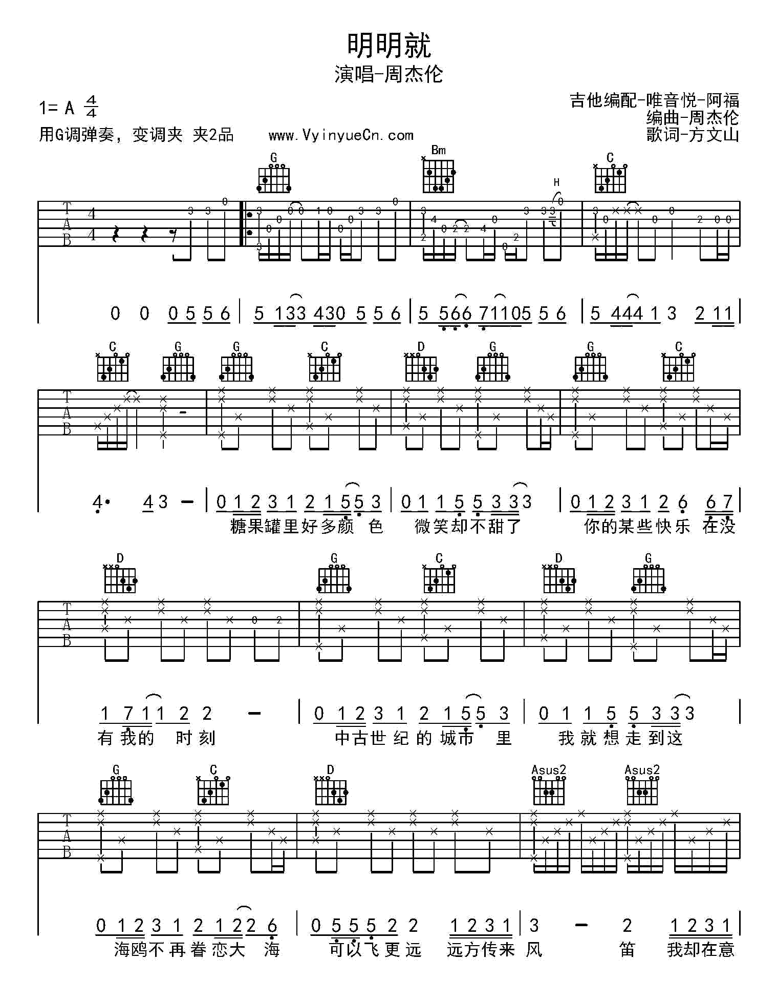 明明就吉他谱第(1)页