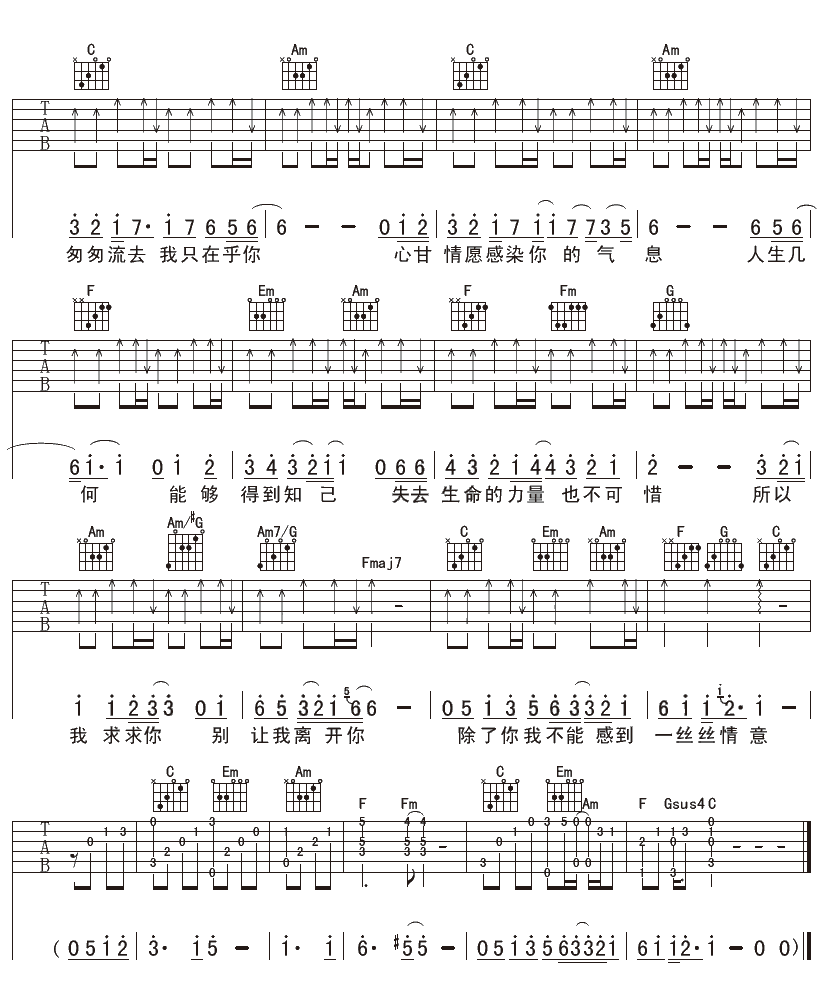 我只在乎你吉他谱第(2)页