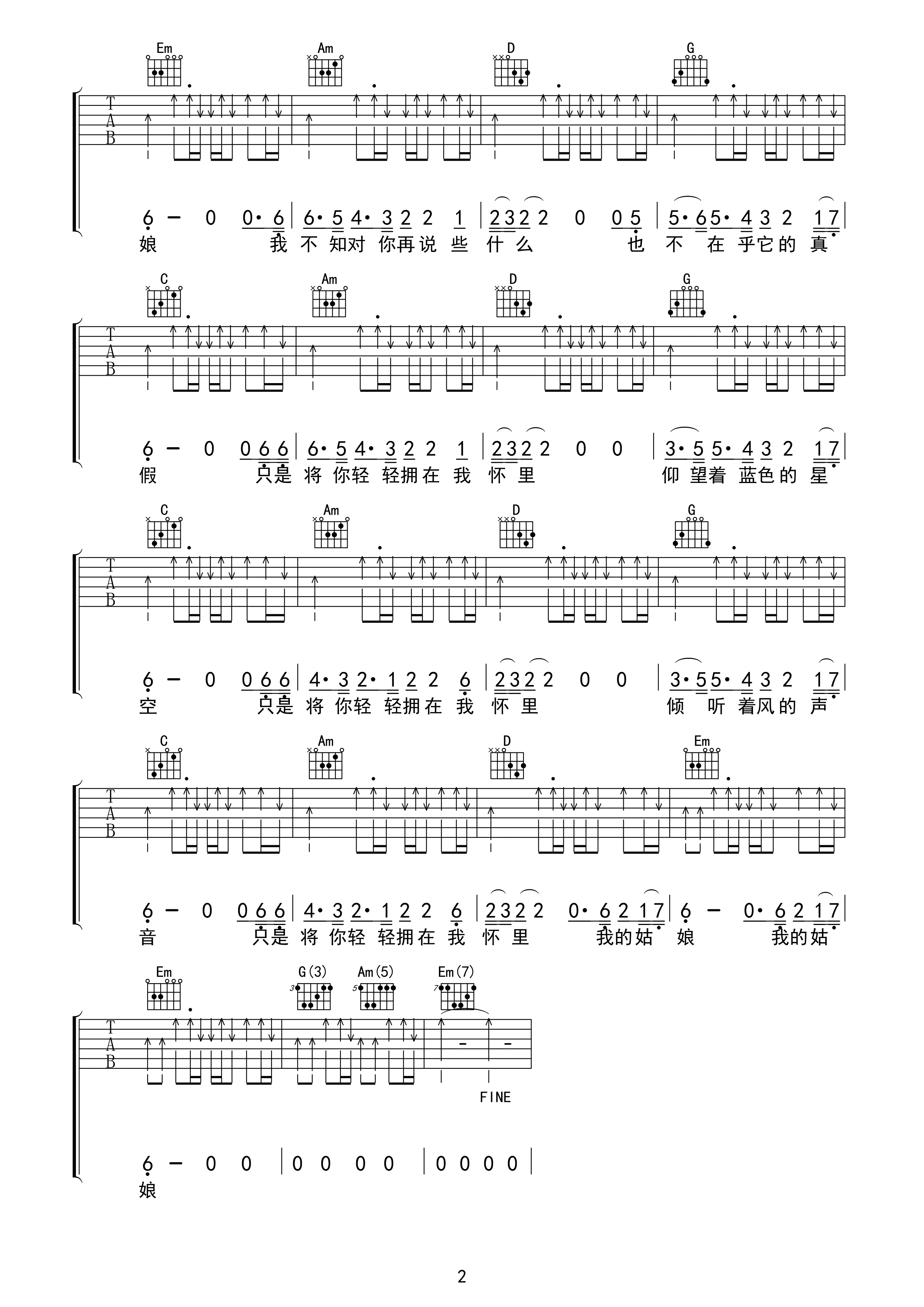 星空吉他谱第(2)页