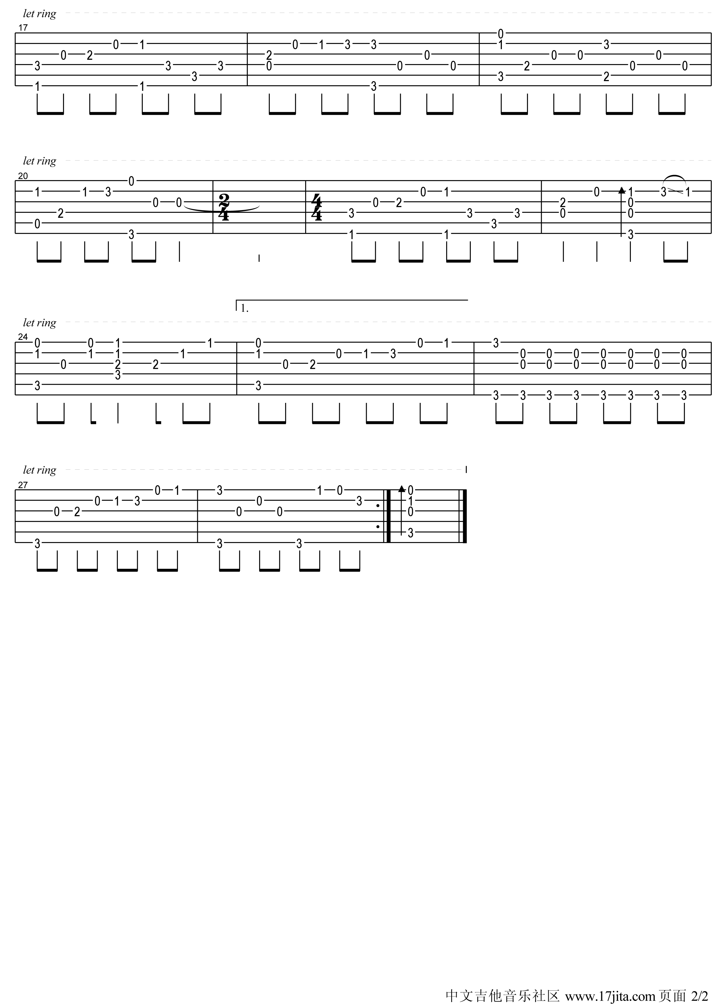 宁夏指弹吉他谱第(2)页