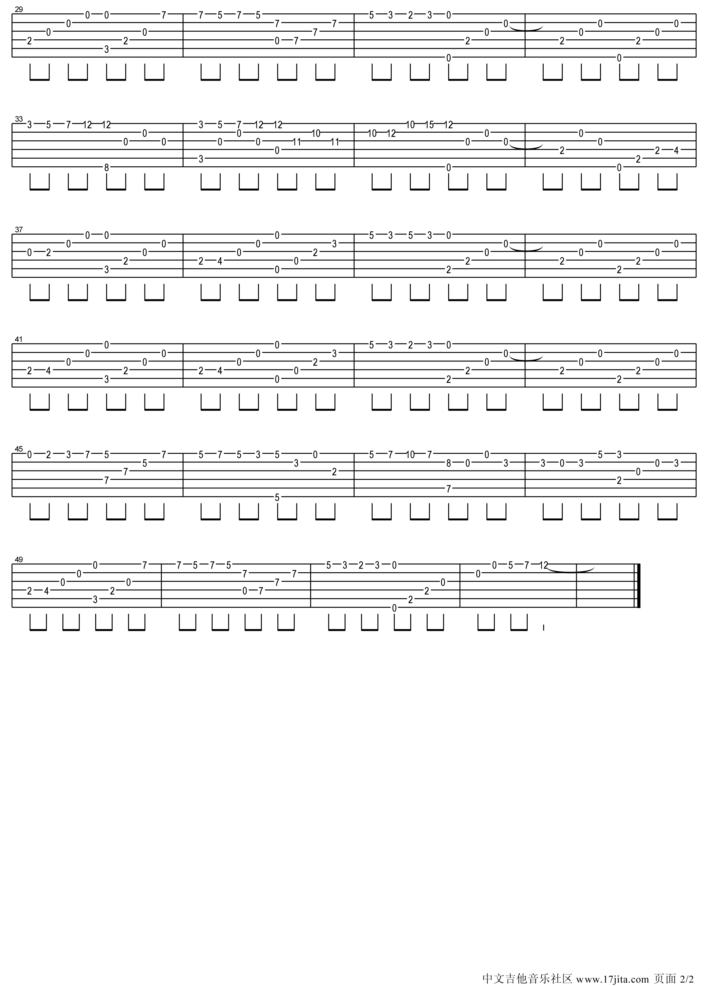 夜的钢琴曲五指弹吉他谱第(2)页