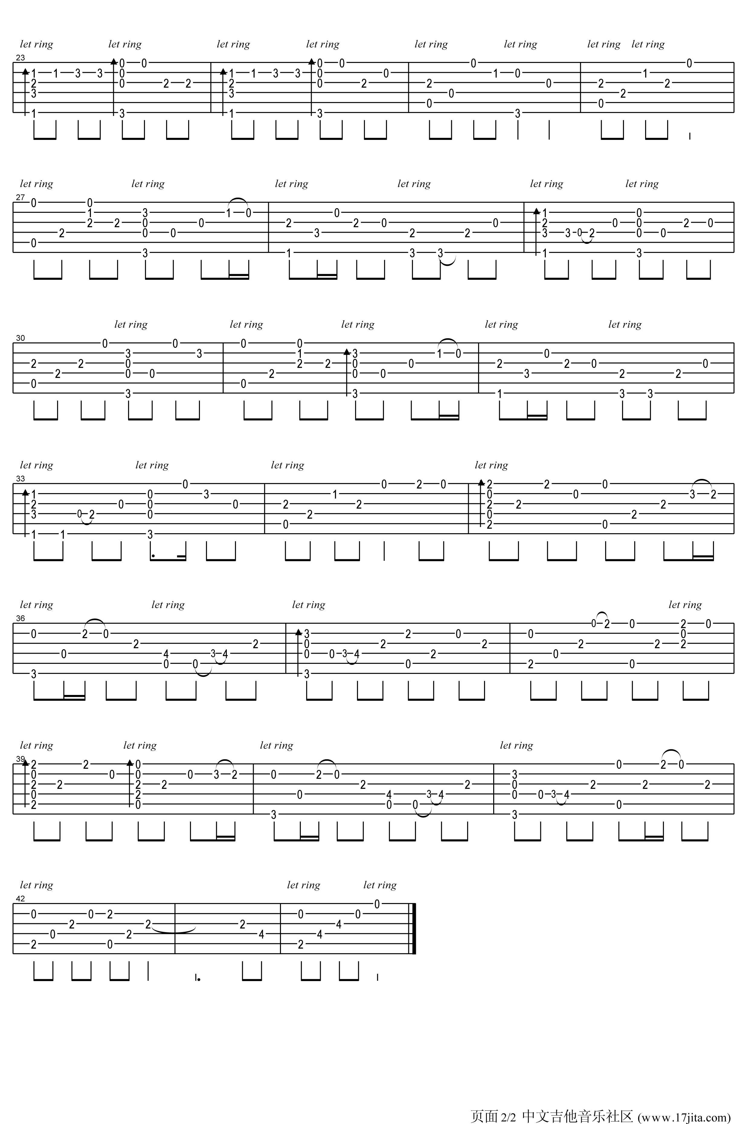 回梦游仙指弹吉他谱第(2)页