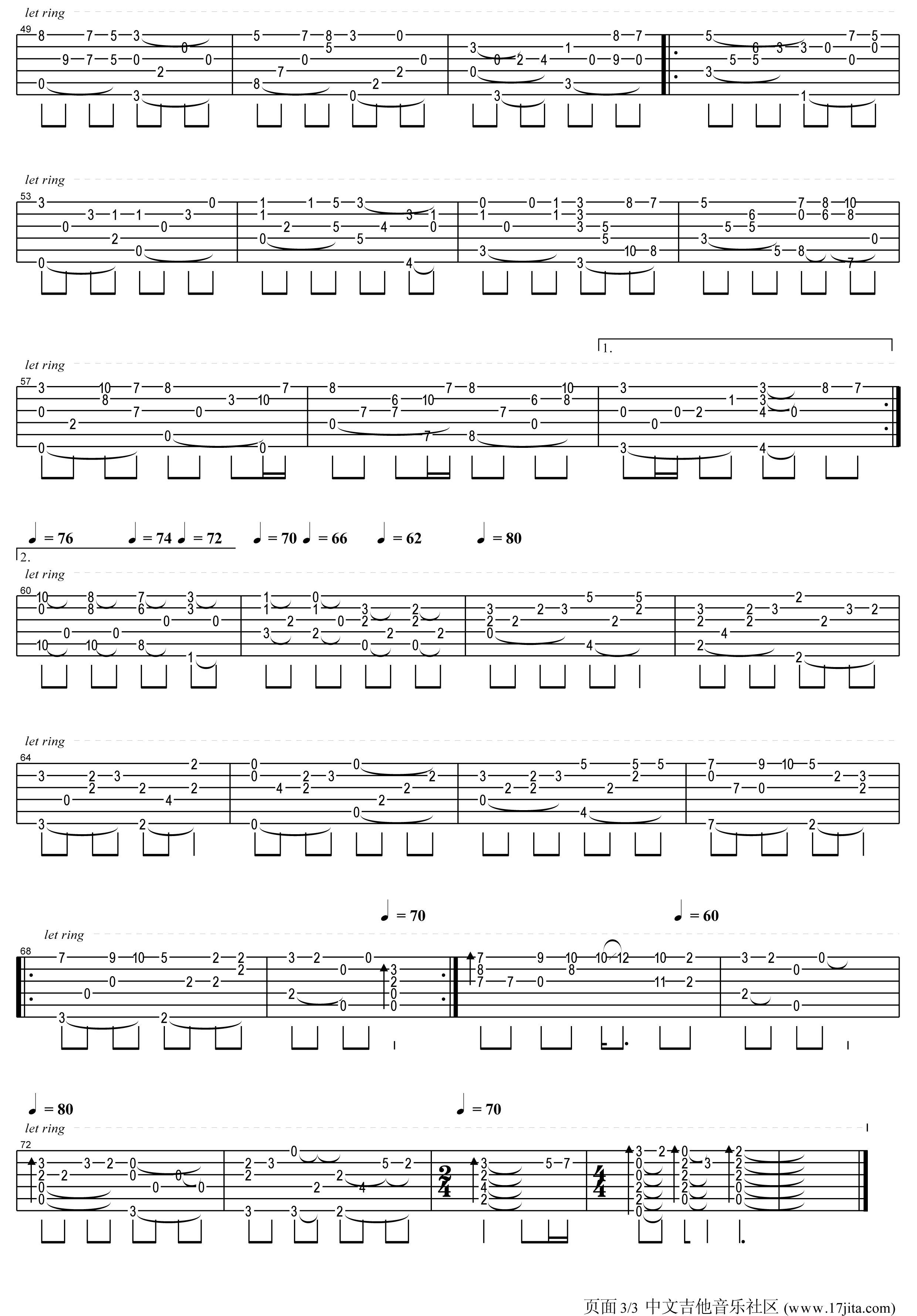知足指弹吉他谱第(3)页