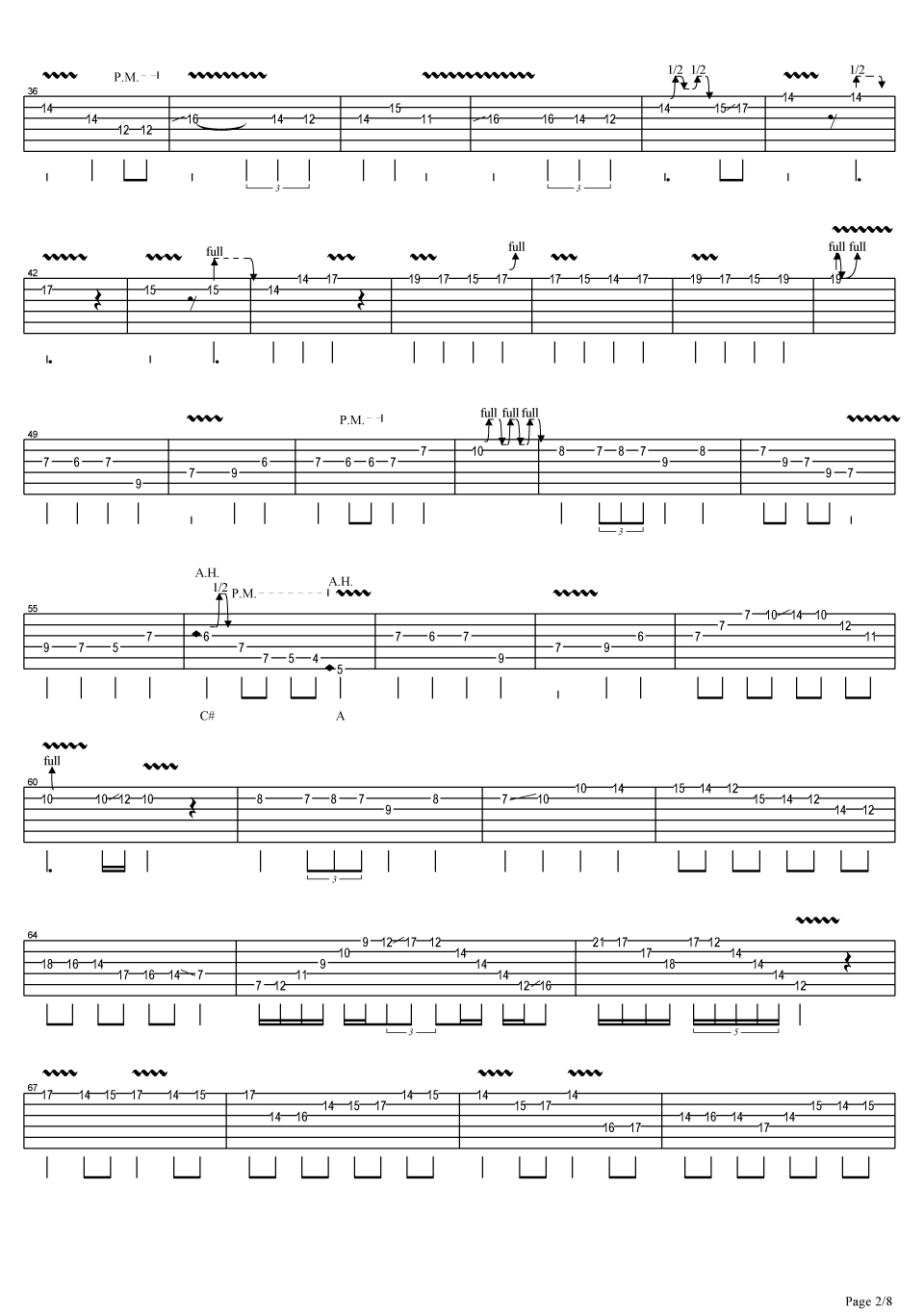 卡农摇滚指弹吉他谱第(2)页