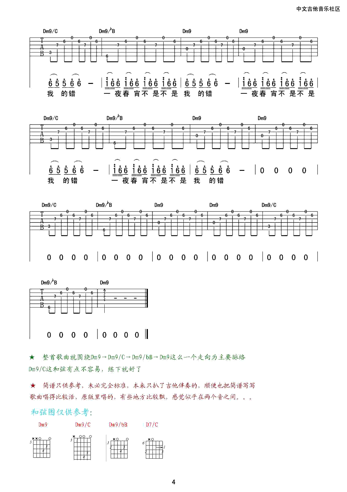 嫁衣吉他谱第(4)页