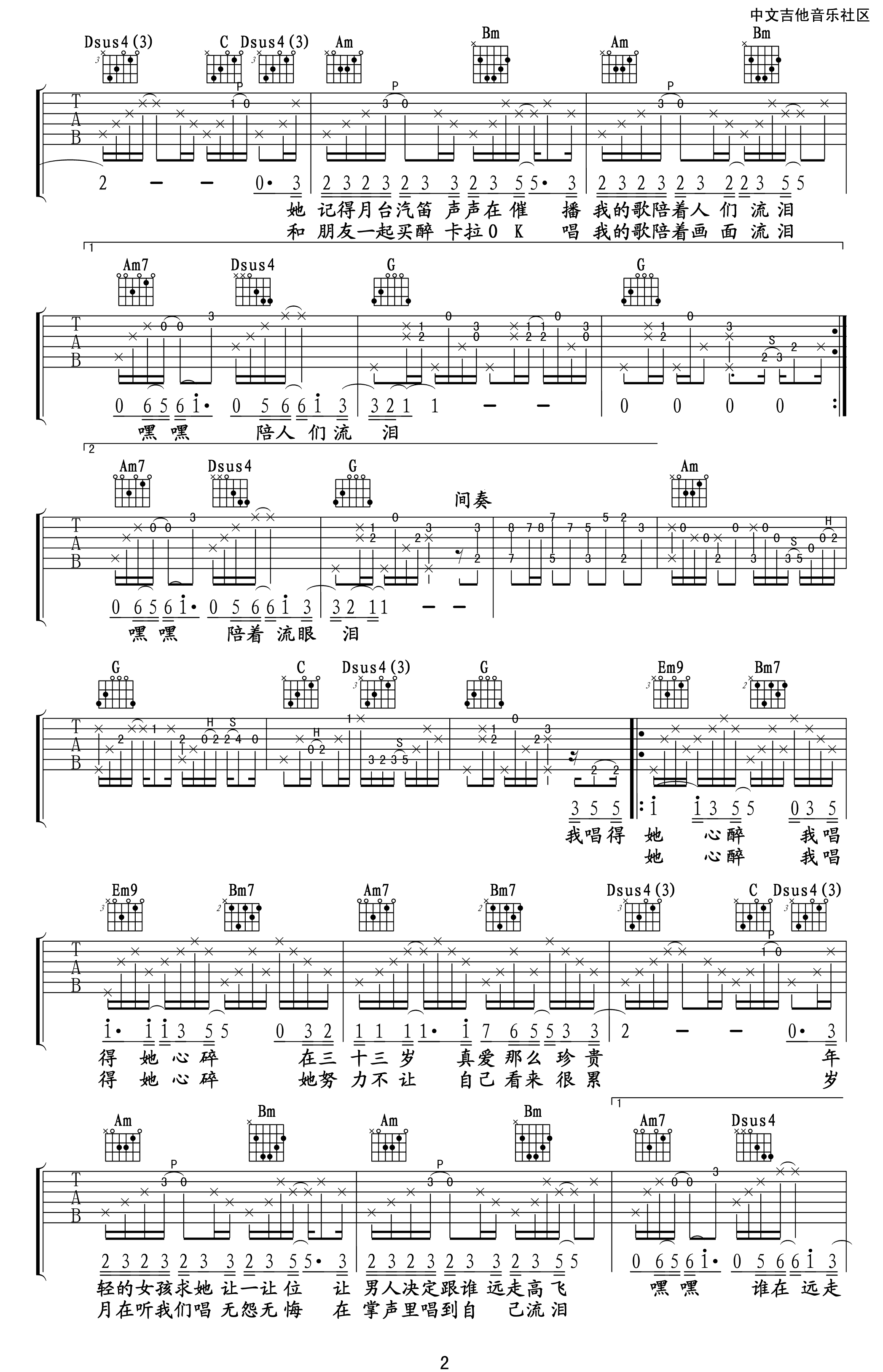 她来听我的演唱会吉他谱第(2)页