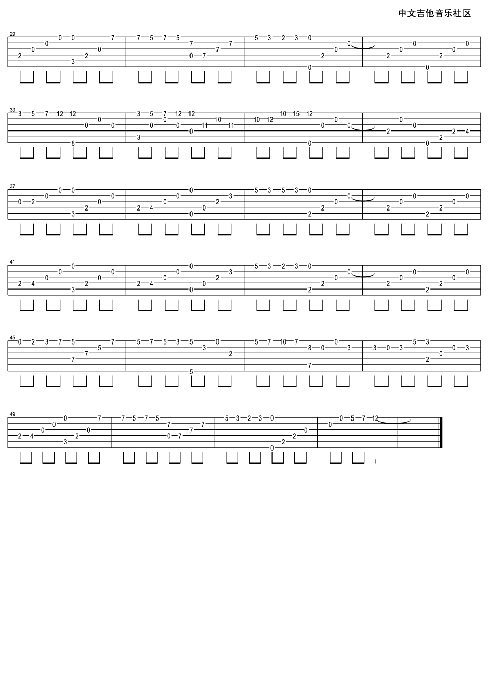 夜的钢琴曲五高清版指弹吉他谱第(3)页