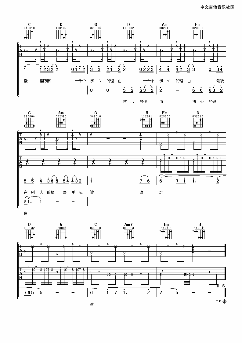 一千个伤心的理由吉他谱第(3)页