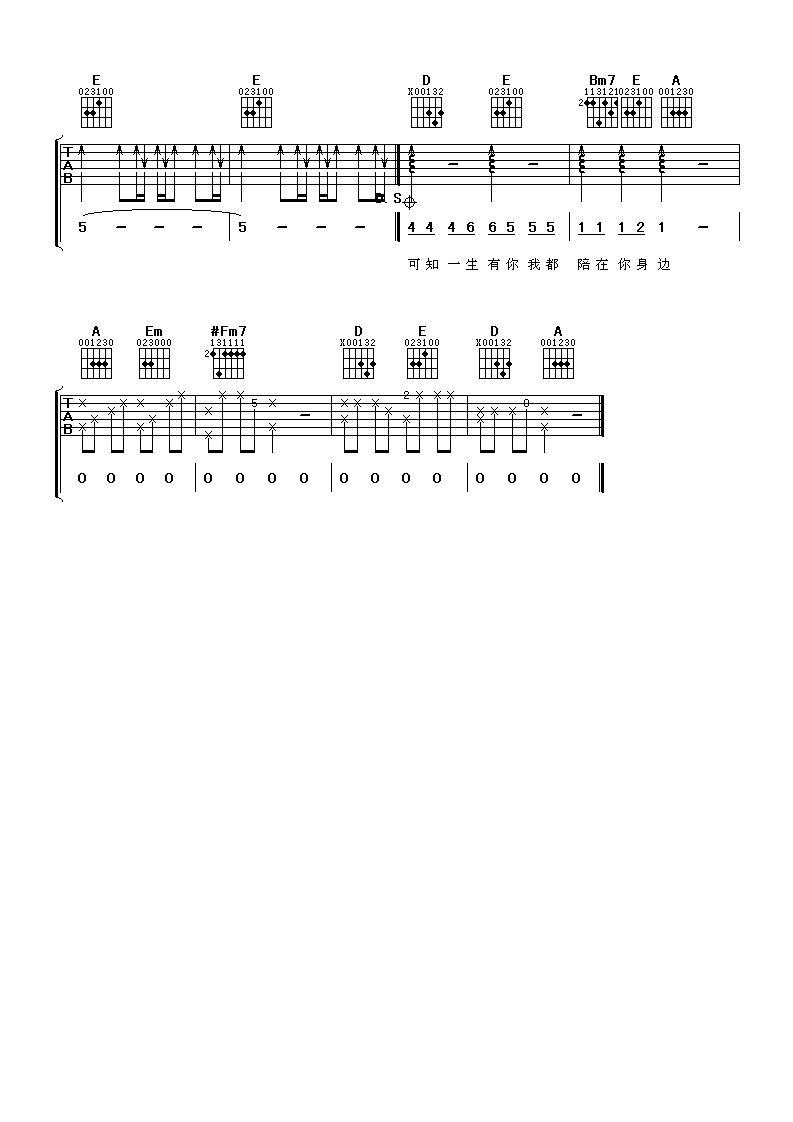 一生有你吉他谱第(3)页