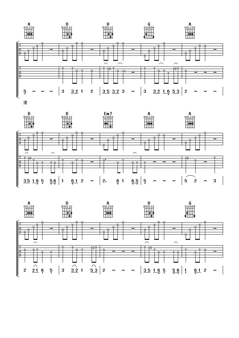 知道不知道吉他谱第(2)页