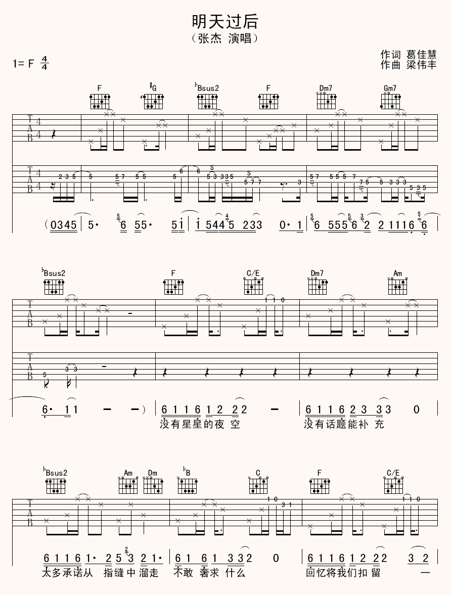 明天过后吉他谱第(1)页