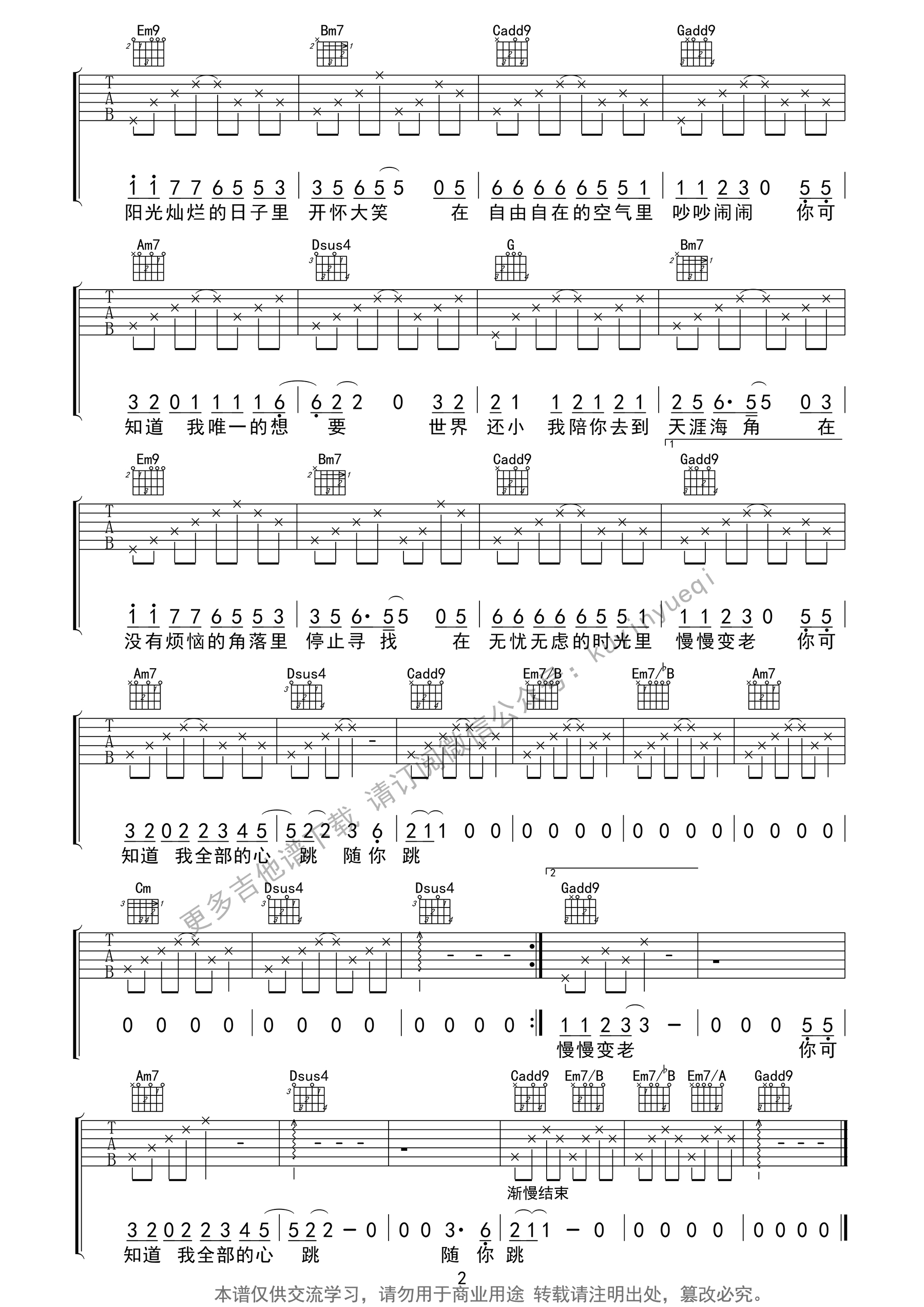 一次就好高清版吉他谱第(2)页