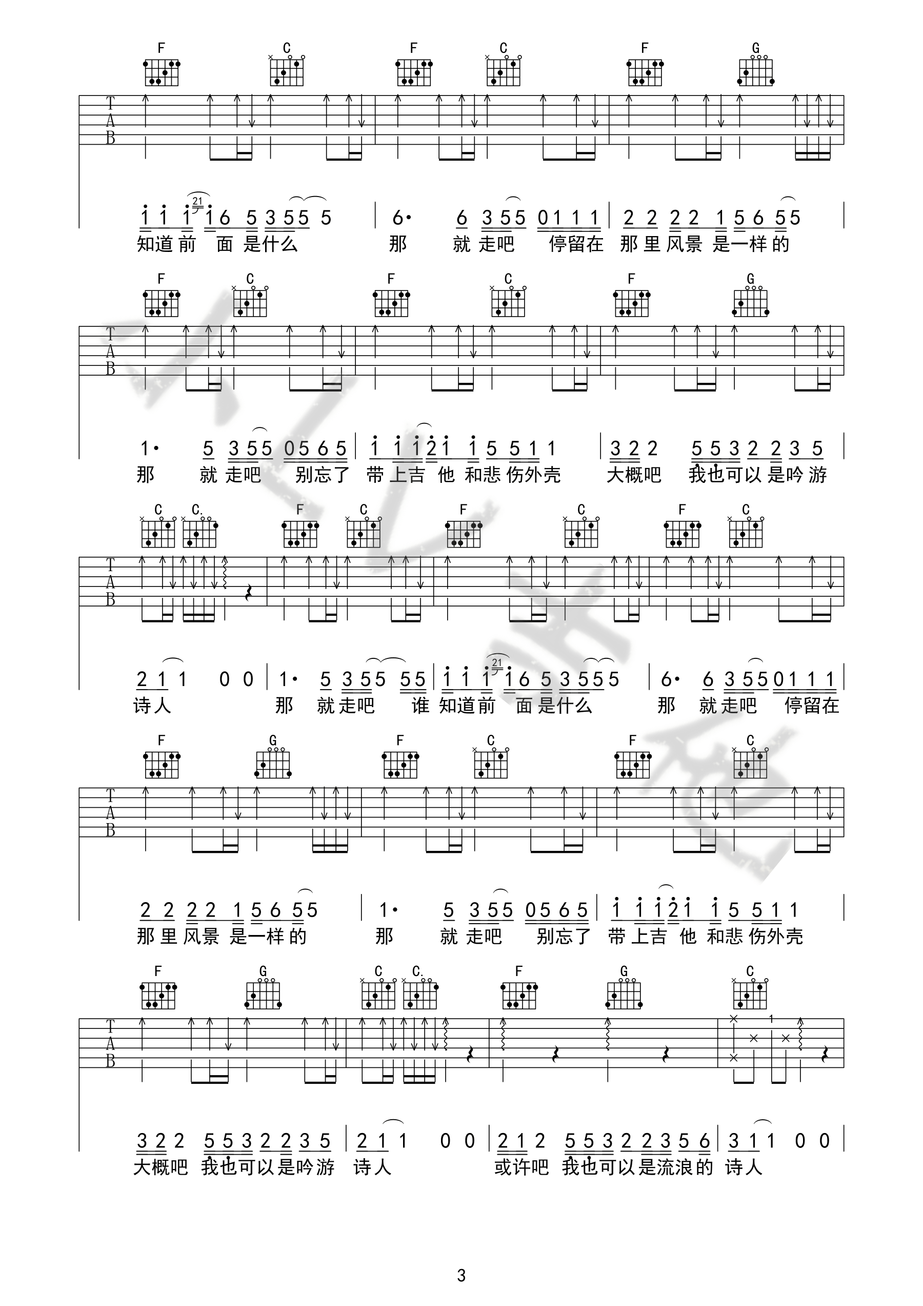 我也可以是流浪诗人吉他谱第(3)页