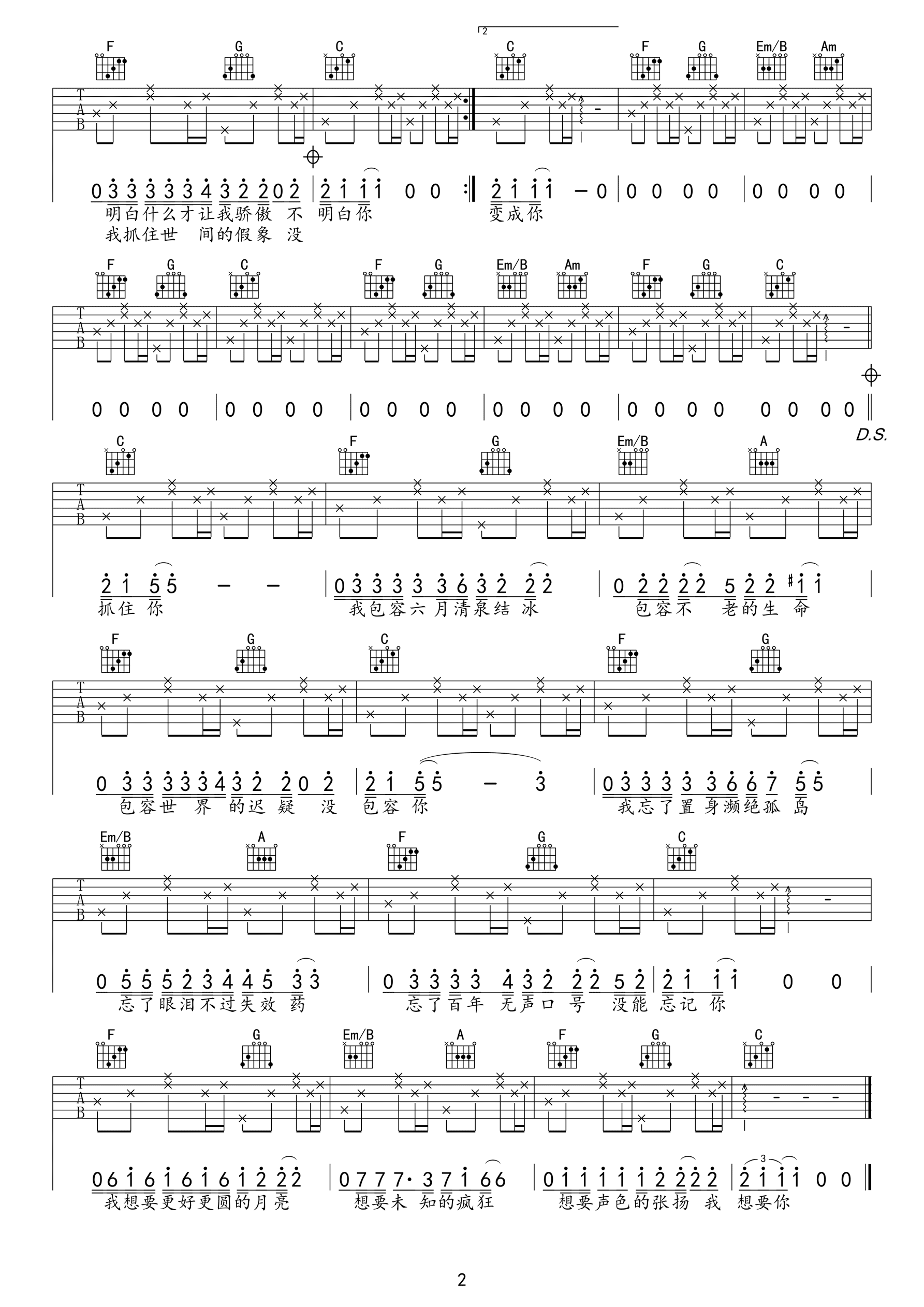 奇妙能力歌吉他谱第(2)页