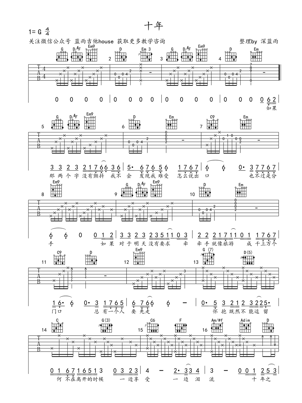 十年吉他谱第(1)页