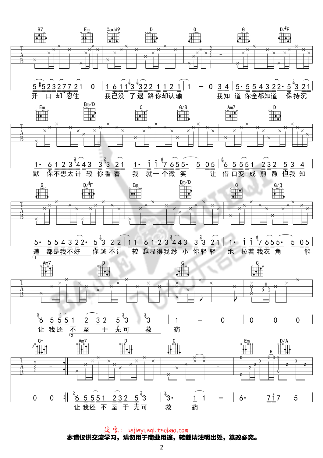 我知道你都知道吉他谱第(2)页