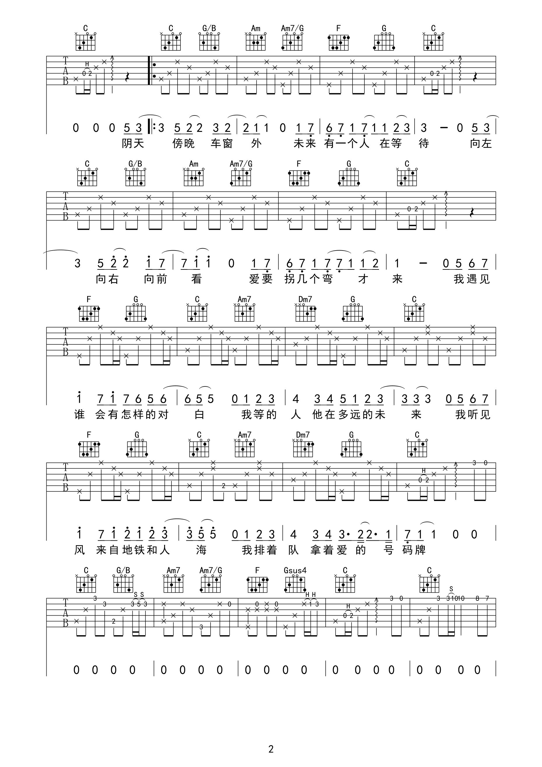 遇见吉他谱第(2)页