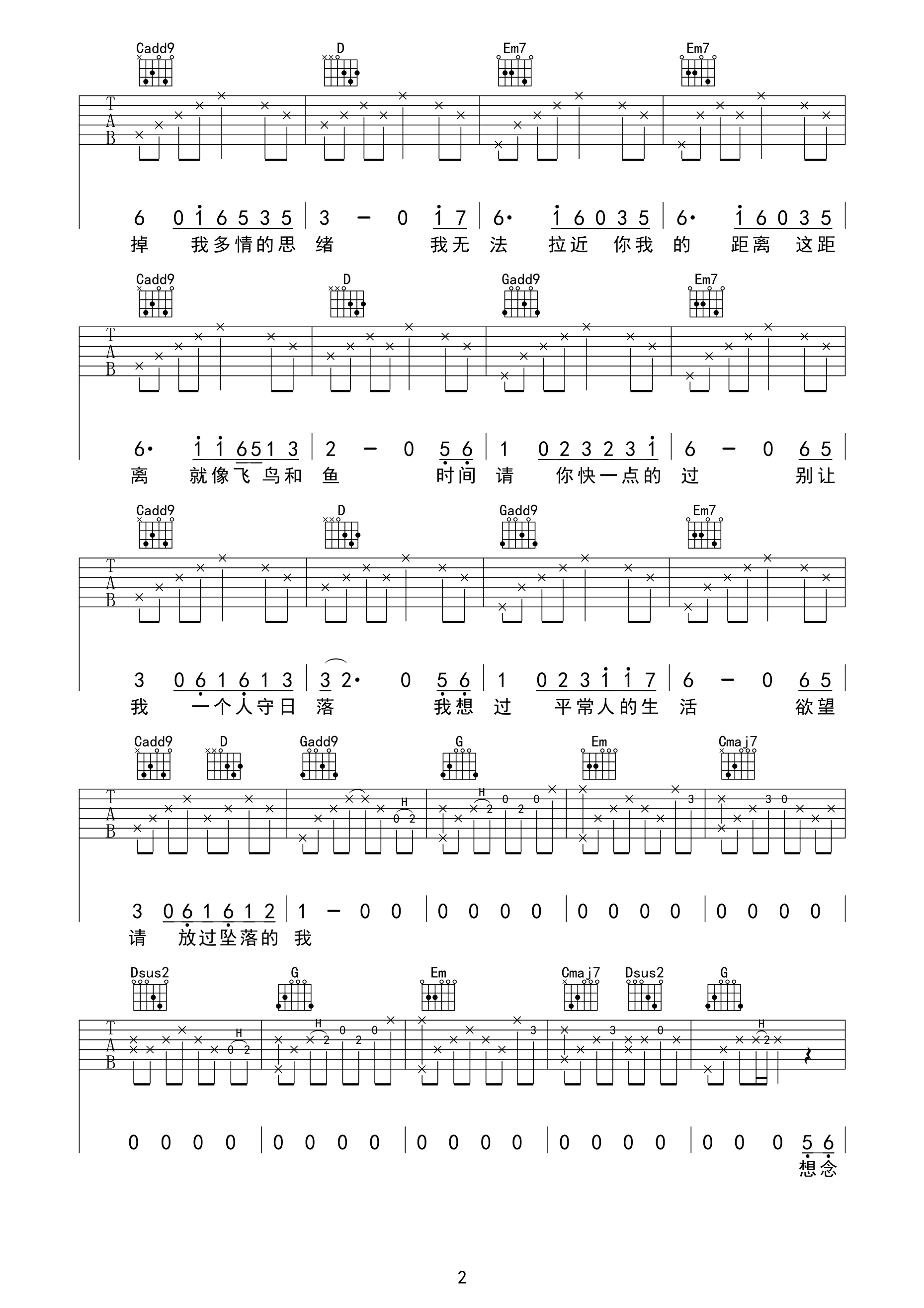 八十年代的歌吉他谱第(2)页