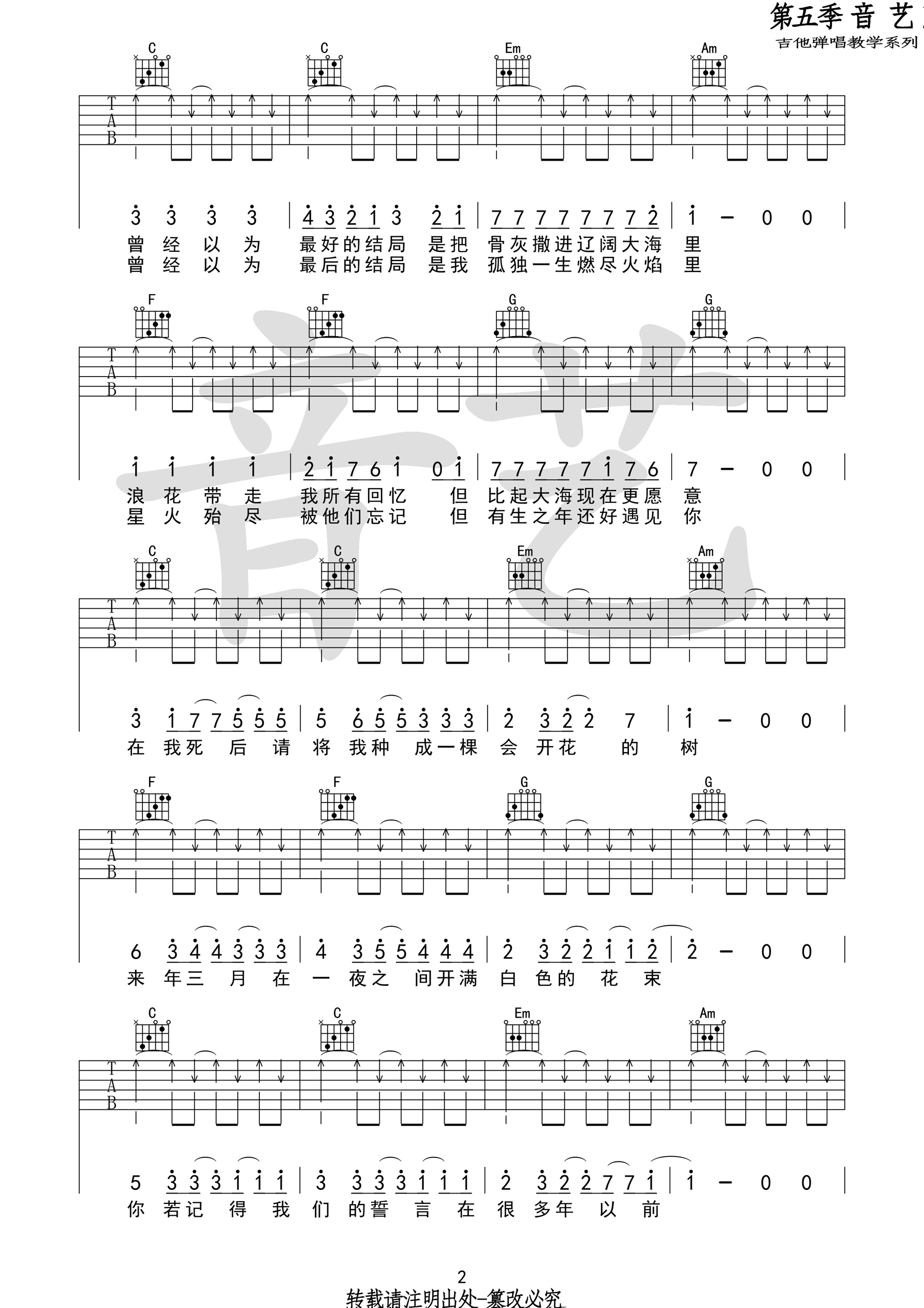 一棵会开花的树吉他谱第(2)页