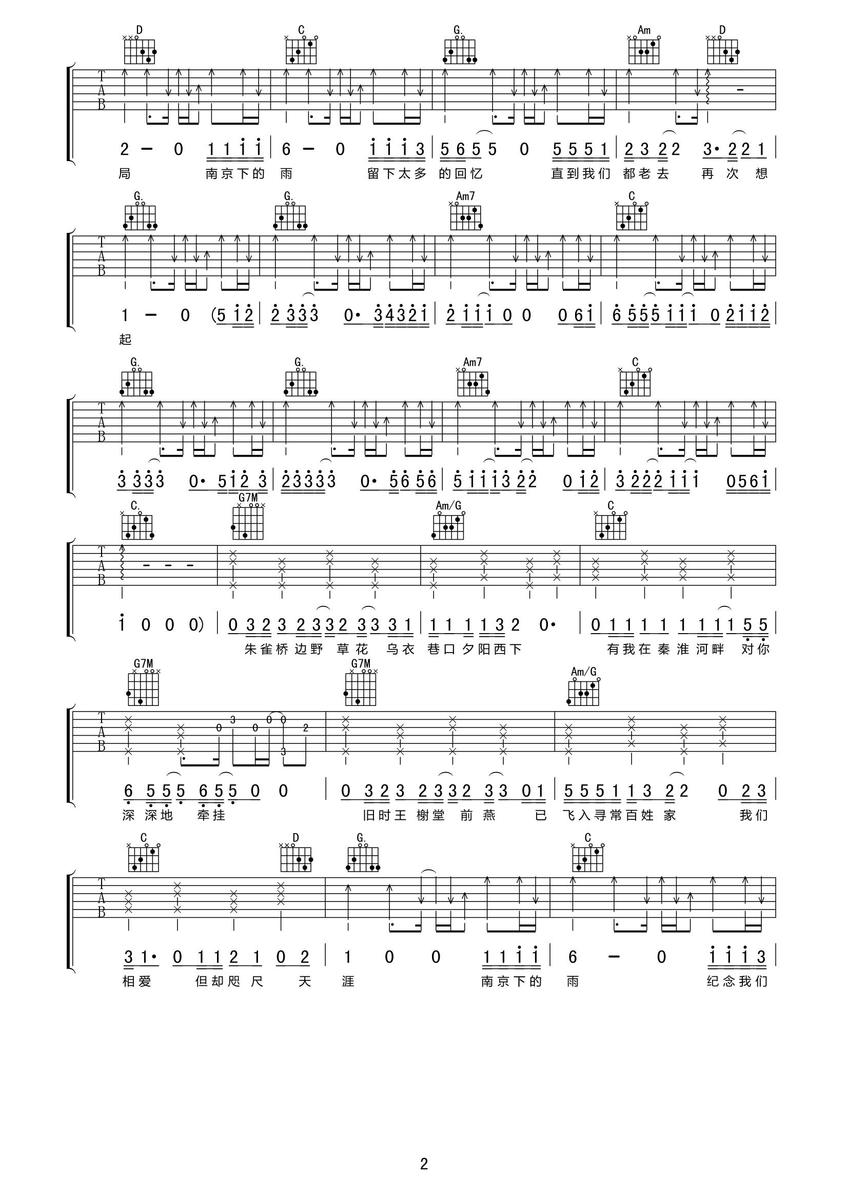 南京下的雨吉他谱第(2)页