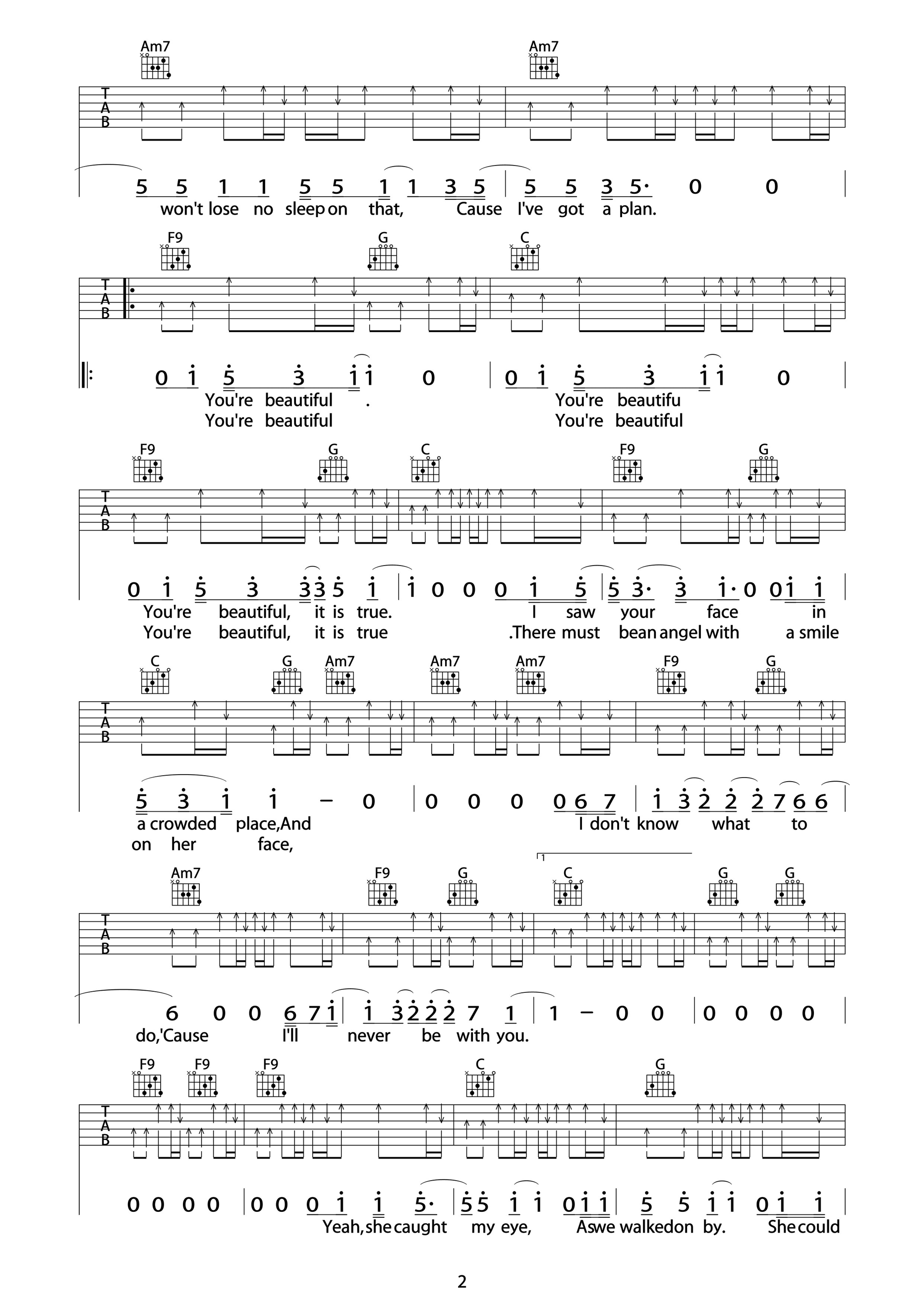 YouAreBeautiful吉他谱第(2)页