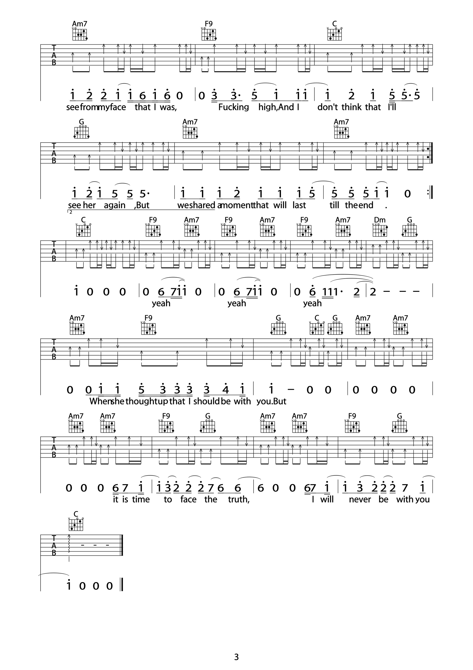 YouAreBeautiful吉他谱第(3)页