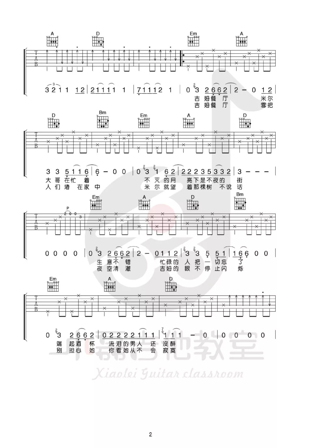 吉姆餐厅吉他谱第(2)页