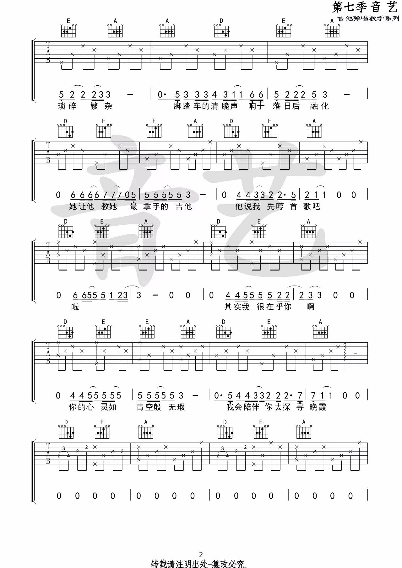 如故吉他谱第(2)页